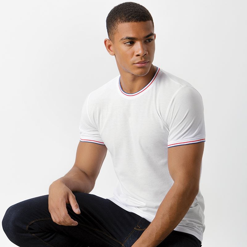 Mens Tipped T-Shirt - White/Red/Royal