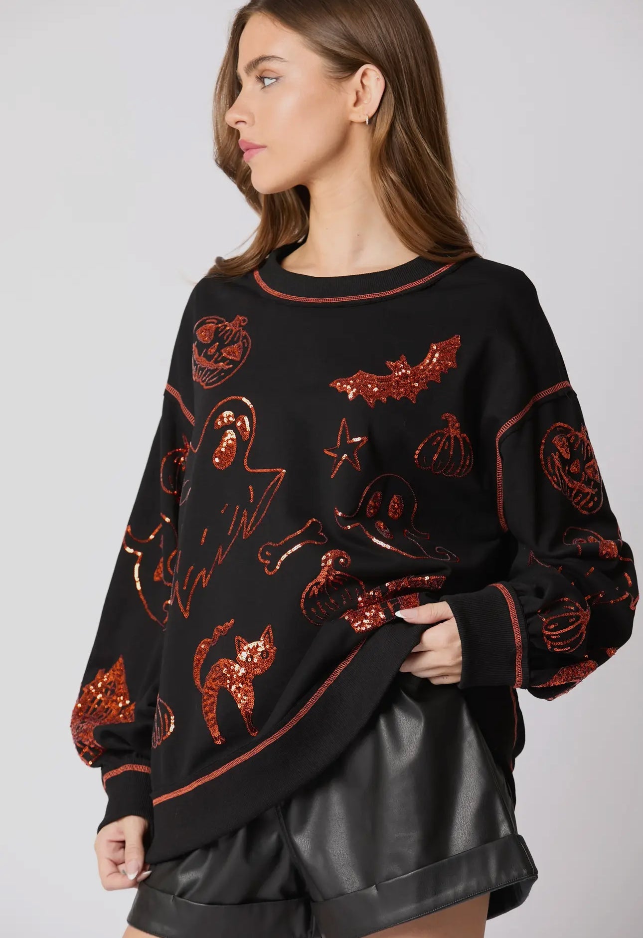 BLACK Halloween π sequin detailed top RTS