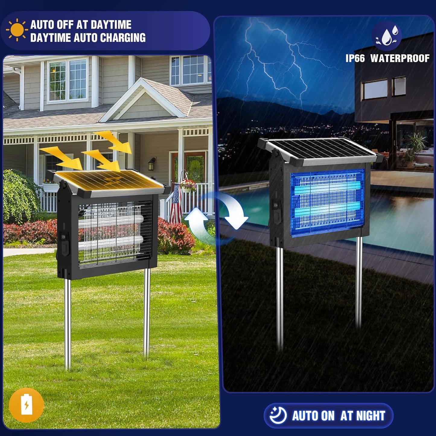 Pivamo™ Solar-Powered Mosquito Killer Lamp – Wireless, Eco-Friendly Bug Zapper for Outdoor & Indoor Use