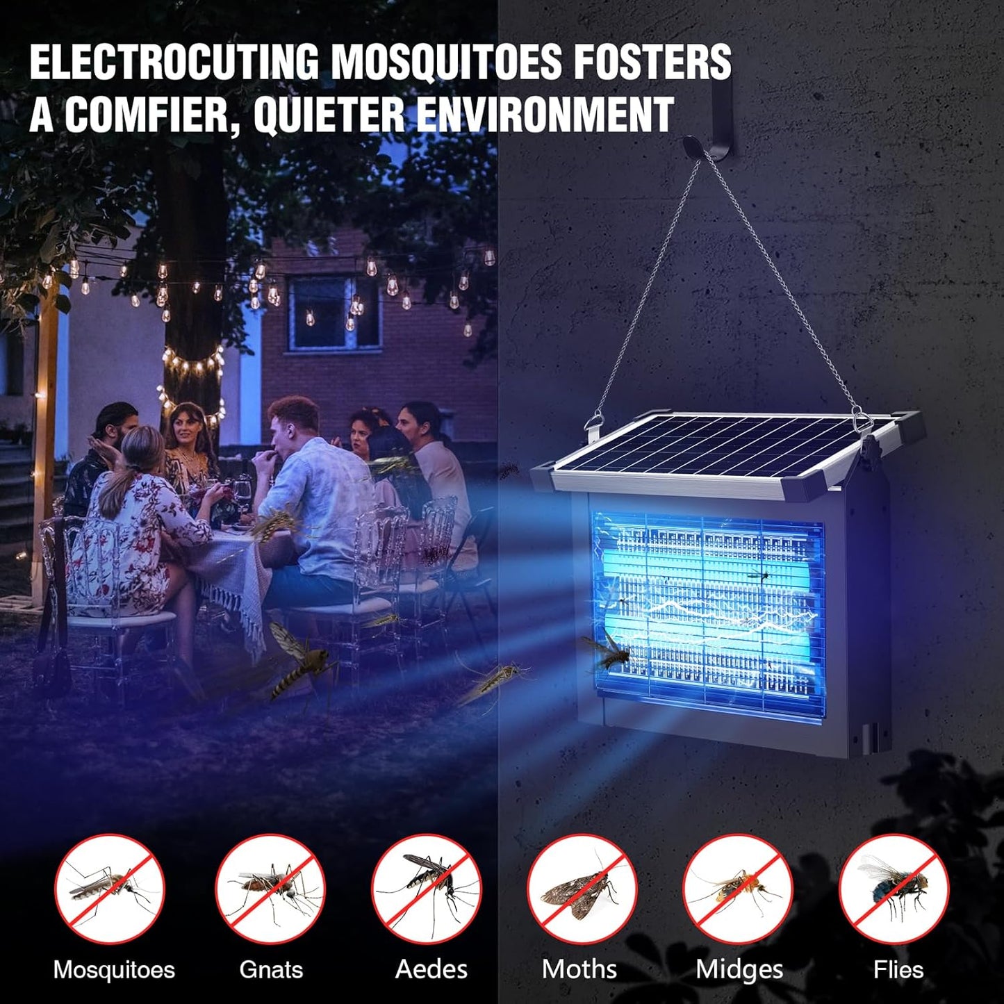 Pivamo™ Solar-Powered Mosquito Killer Lamp – Wireless, Eco-Friendly Bug Zapper for Outdoor & Indoor Use