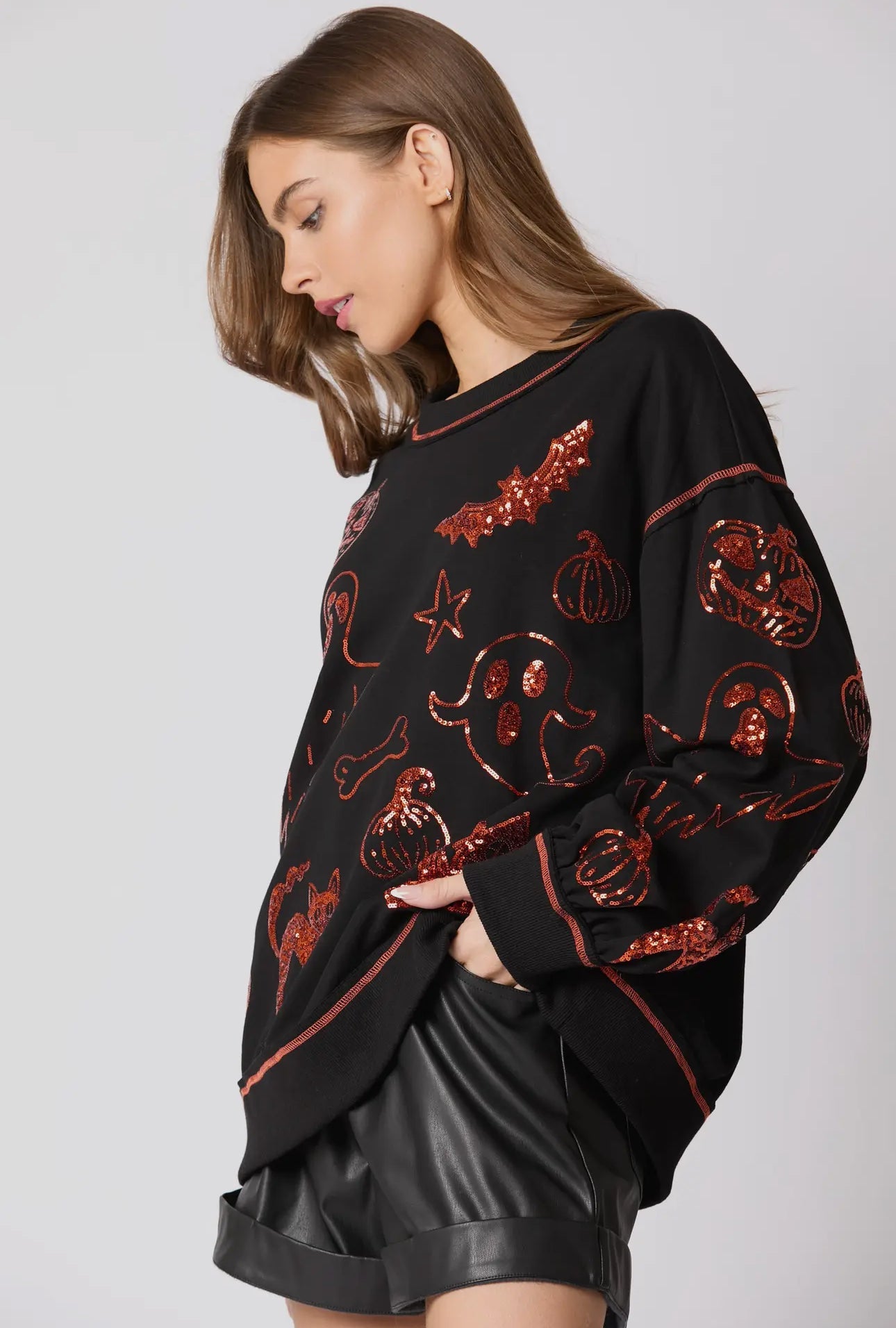 BLACK Halloween π sequin detailed top RTS