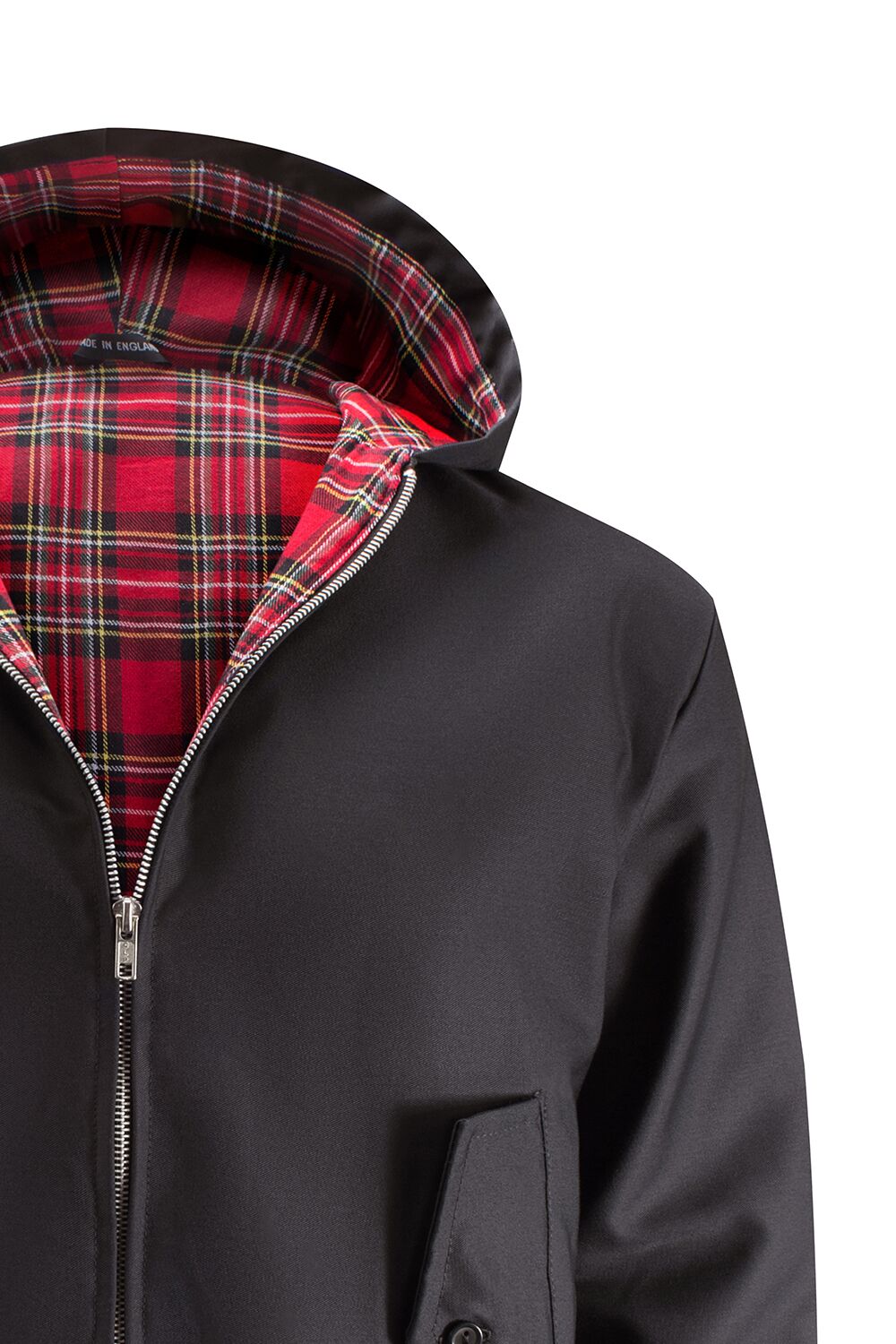 Mens Hooded Harrington Jacket - Black