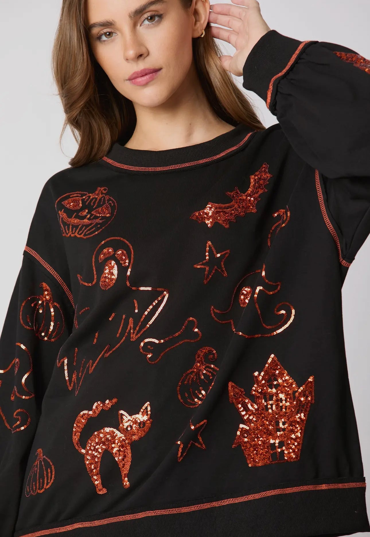 BLACK Halloween π sequin detailed top RTS