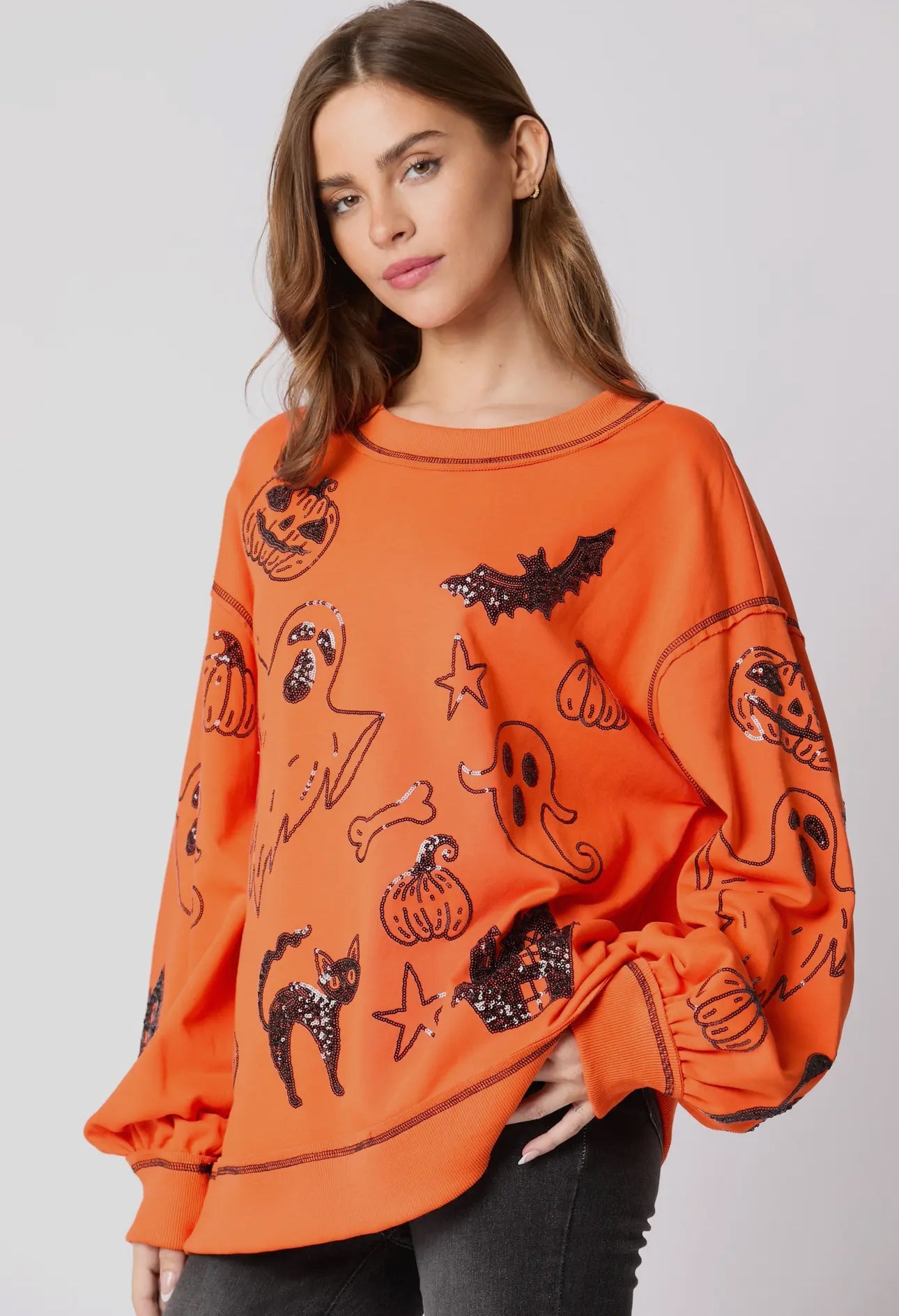 BLACK Halloween π sequin detailed top RTS