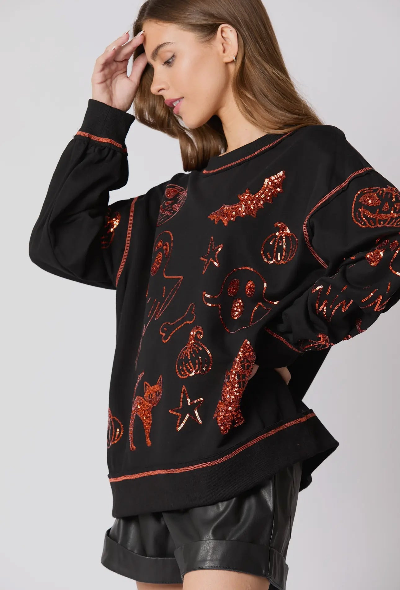 BLACK Halloween π sequin detailed top RTS