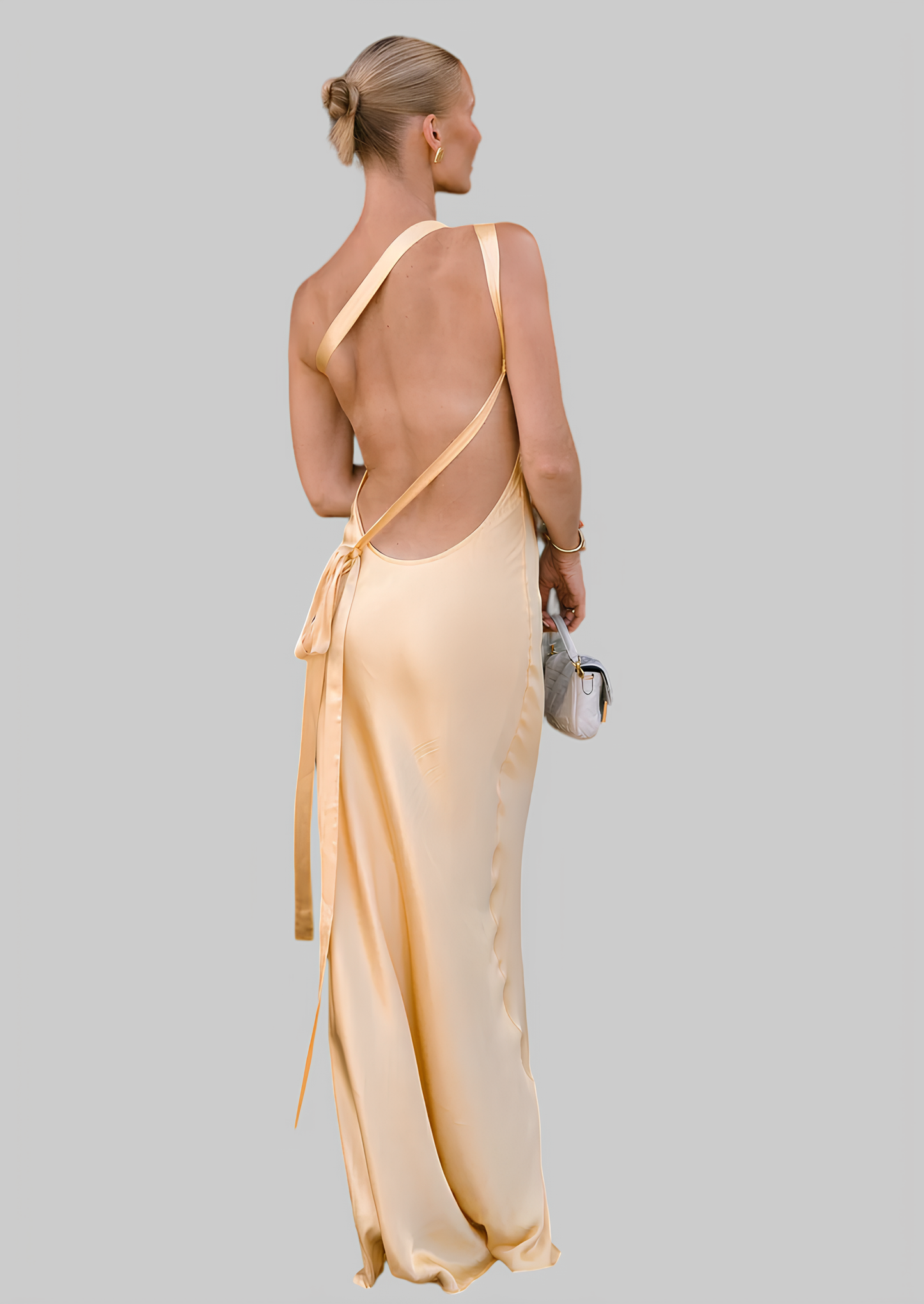 Skew Collar Backless Maxi Dress