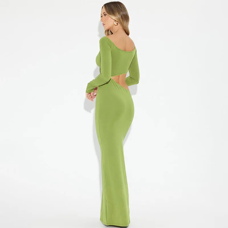 Hollow Out Bodycon Maxi Dress