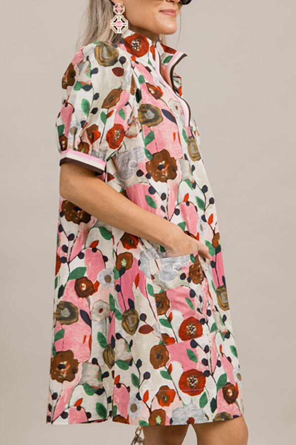 Jenny | Floral Puff Sleeve Pocket Dress