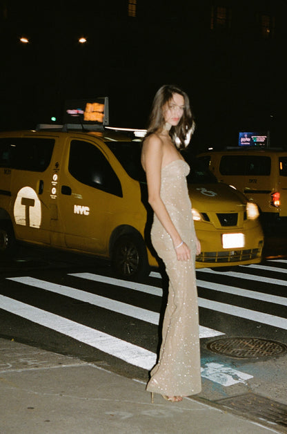 Strapless Sequins Maxi Dress