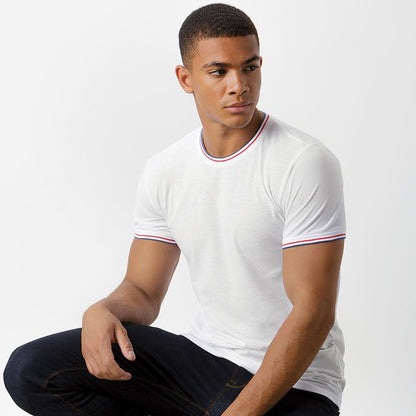 Mens Tipped T-Shirt - White/Red/Royal