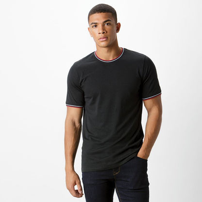 Mens Tipped T-Shirt - Black/White/Red