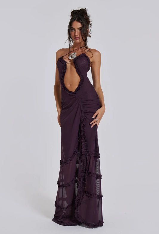 Split Ruffled Beach Strapless Dress