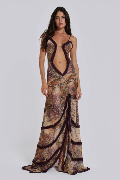 Split Ruffled Beach Strapless Dress