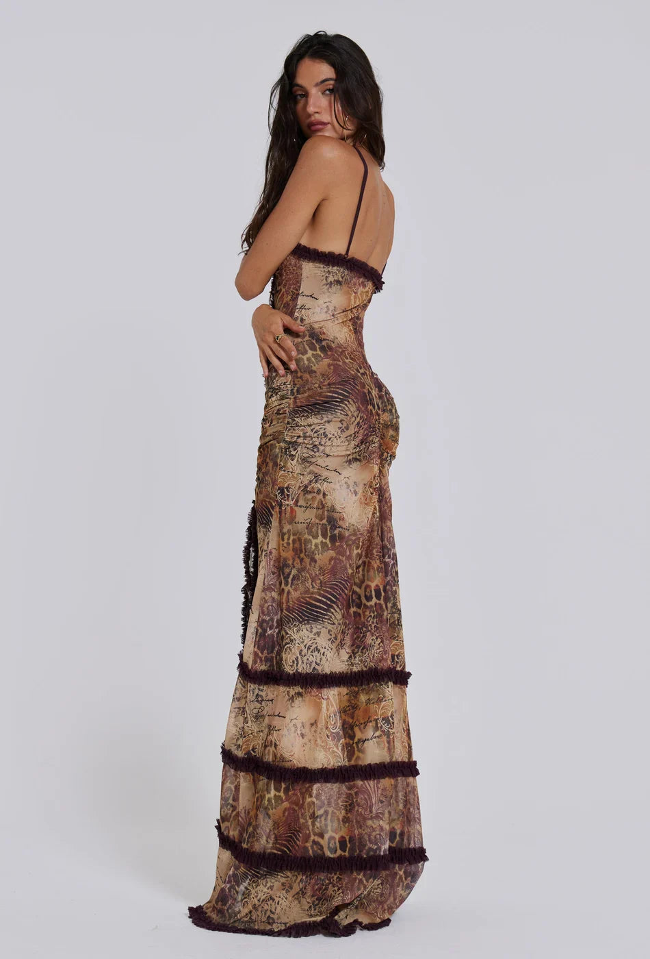 Split Ruffled Beach Strapless Dress