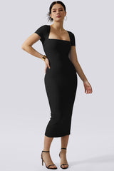 Kleid mit Queen-Anne-Ausschnitt und integrierter Shapewear