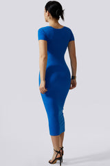 Queen Anne Neckline Dress With Built in Shapewear