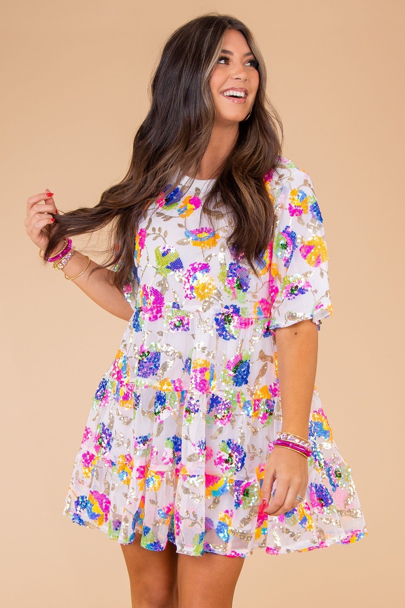 Floral Flair Sequin Dress