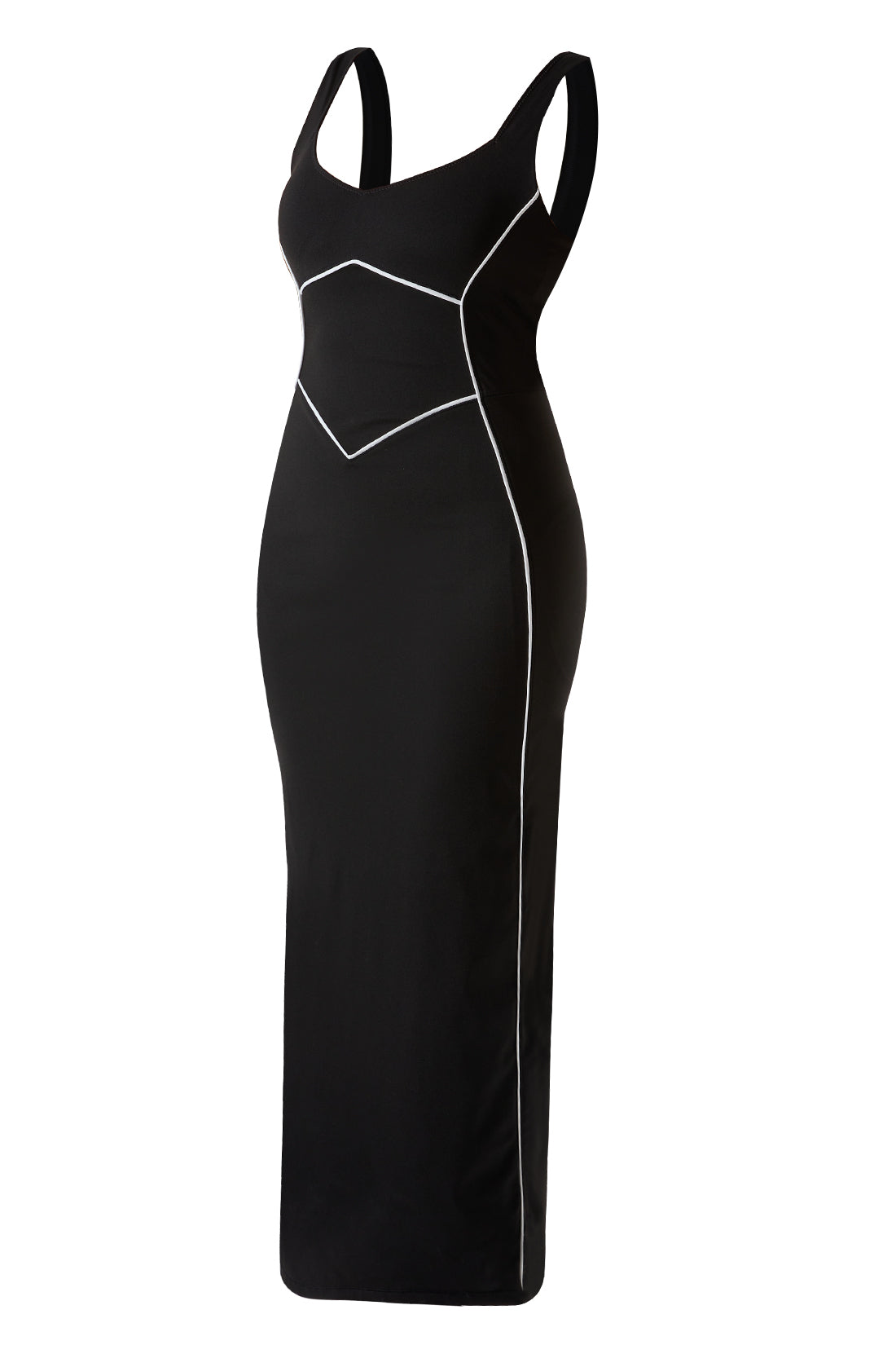 Clashing Colors Maxi Dress With Built-in Shapewear