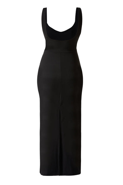 Clashing Colors Maxi Dress With Built-in Shapewear