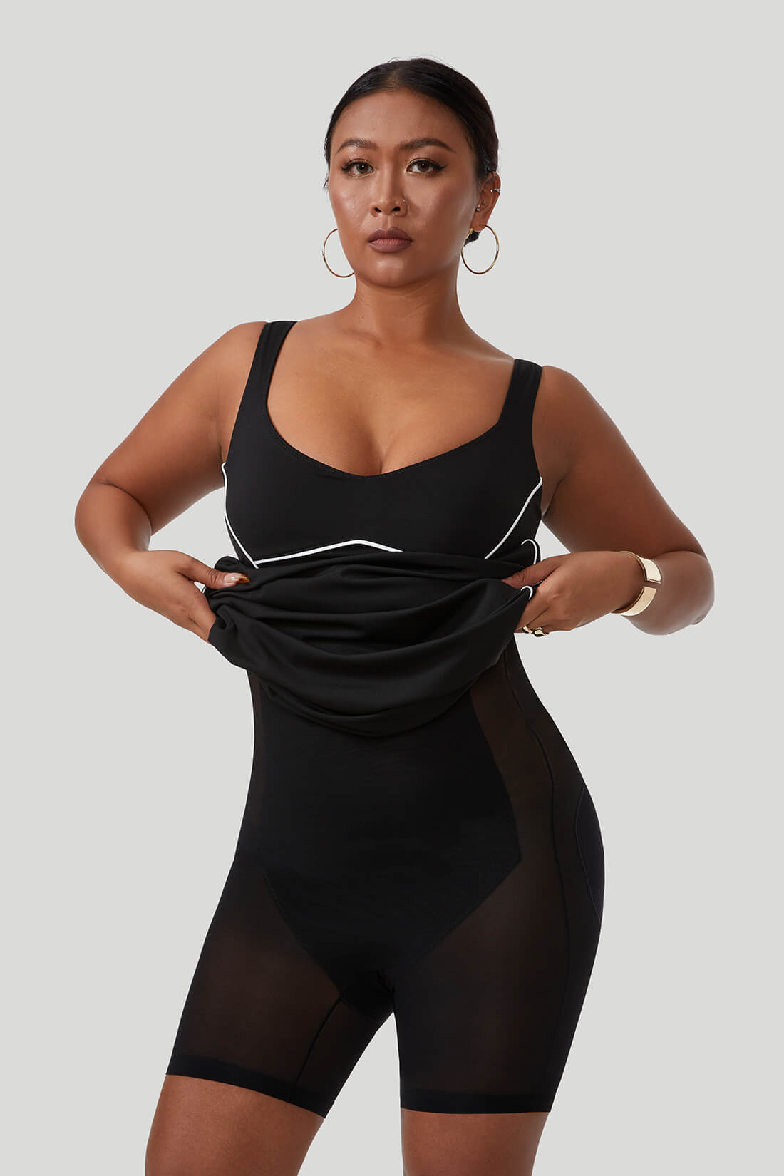 Clashing Colors Maxi Dress With Built-in Shapewear