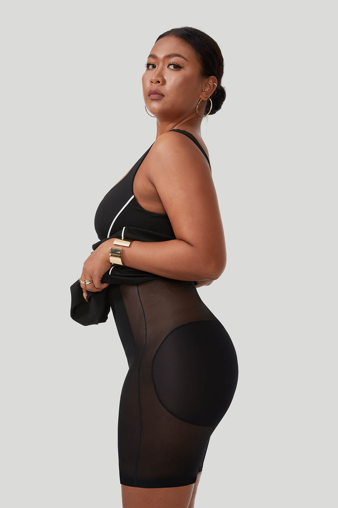 Clashing Colors Maxi Dress With Built-in Shapewear