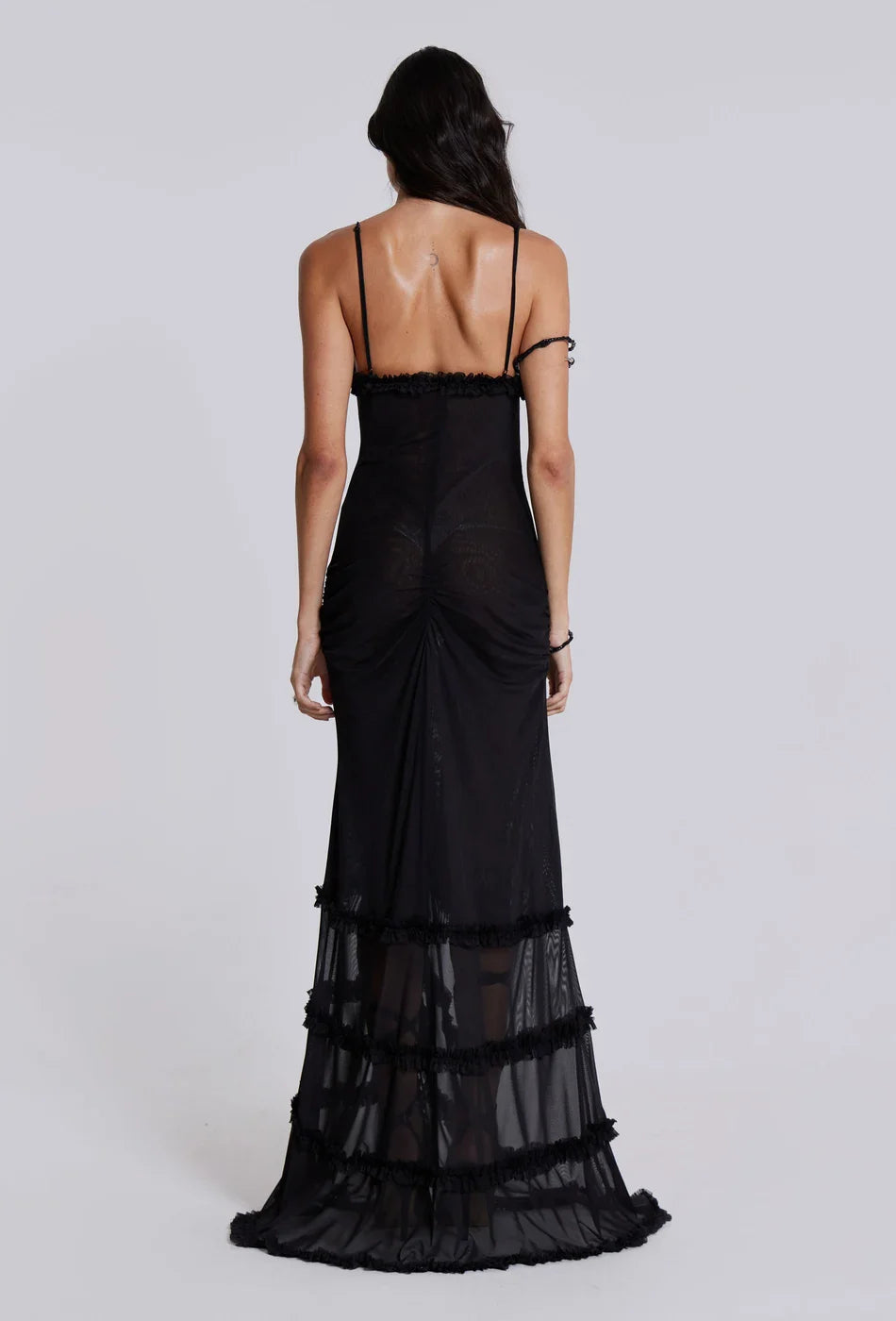 Split Ruffled Beach Strapless Dress