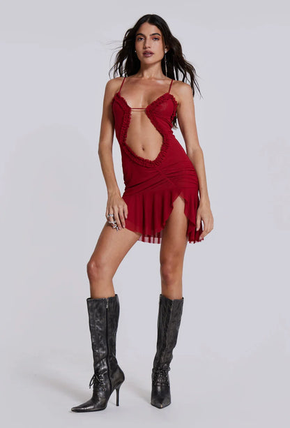 Split Ruffled Beach Strapless Dress