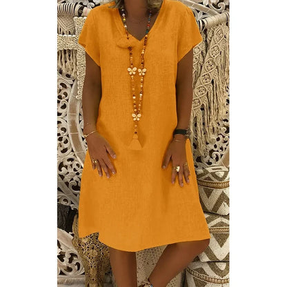 Stacy MIDI DRESS WITH V-NECK