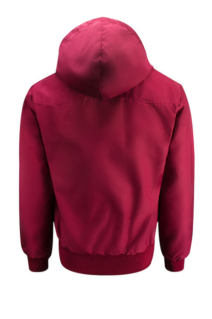 Mens Hooded Harrington Jacket - Burgundy