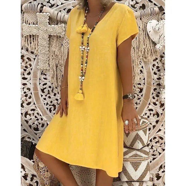 Stacy MIDI DRESS WITH V-NECK