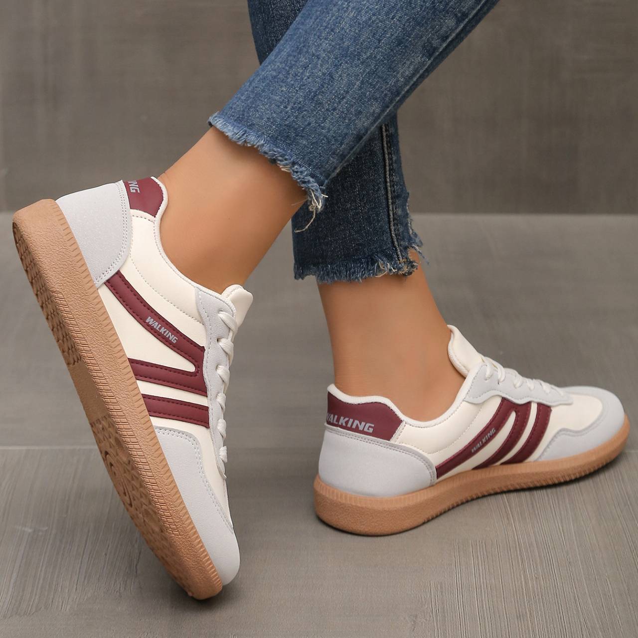 RetroStride™ Sneakers Wine Red & Grey