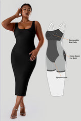 Einfarbiges ärmelloses Kleid mit integrierter Shapewear