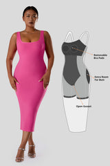 Einfarbiges ärmelloses Kleid mit integrierter Shapewear