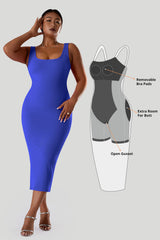 Einfarbiges ärmelloses Kleid mit integrierter Shapewear