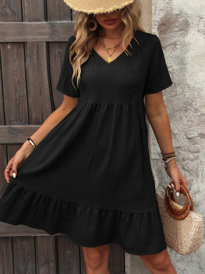 Elegant V-Neck Summer Mini Dress