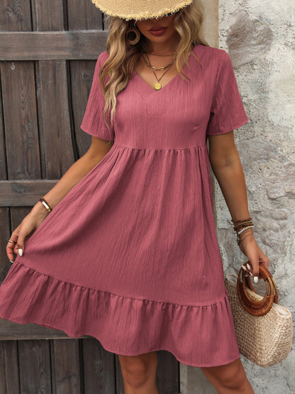 Elegant V-Neck Summer Mini Dress