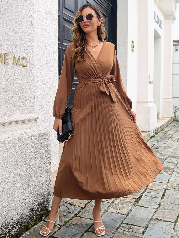 Chic V-Neck Midi Party Dress