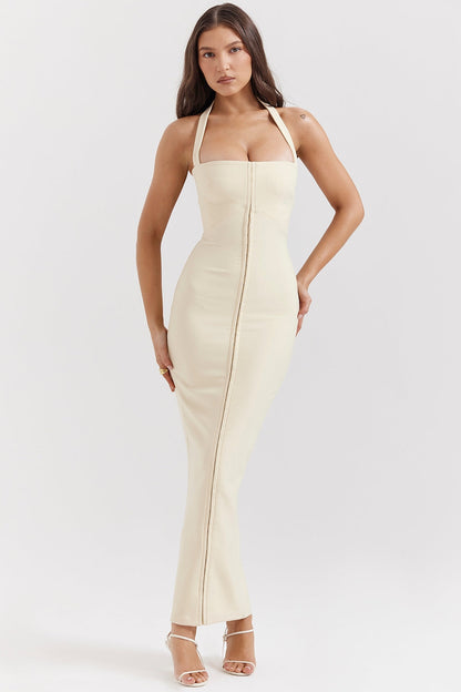 Spaghetti Strap Halter Maxi Dress